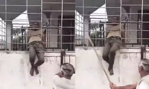 Intruder Gets Trapped In Steel Grill