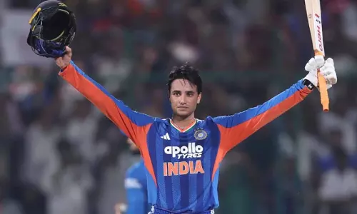 Surpassing Rohit Sharma; Abhishek hits a lightning-fast century against Afghanistan, sets record. Surpassing Rohit Sharma; Abhishek hits a lightning-fast century against Afghanistan, sets record.