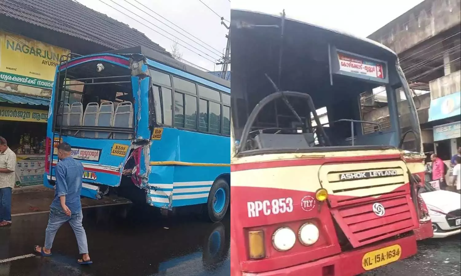 തൃശൂർ-കുറ്റിപ്പുറം സംസ്ഥാനപാതയിലെ കൈപ്പറമ്പിൽ ബസുകൾ കൂട്ടിയിടിച്ചു; 18 പേർക്ക് പരിക്ക് തൃശൂർ-കുറ്റിപ്പുറം സംസ്ഥാനപാതയിലെ കൈപ്പറമ്പിൽ ബസുകൾ കൂട്ടിയിടിച്ചു; 18 പേർക്ക് പരിക്ക്