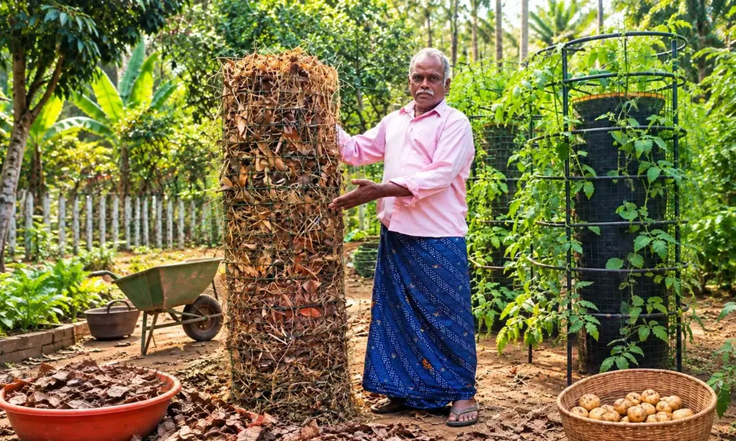 ഉണങ്ങിയ ഇലകൾ വെറുതെ കളയേണ്ട; അഞ്ചടി ഉയരമുള്ള ടവറിൽ ഉരുളക്കിഴങ്ങ് കൃഷി ചെയ്ത് വയനാട്ടിലെ കർഷകൻ ഉണങ്ങിയ ഇലകൾ വെറുതെ കളയേണ്ട; അഞ്ചടി ഉയരമുള്ള ടവറിൽ ഉരുളക്കിഴങ്ങ് കൃഷി ചെയ്ത് വയനാട്ടിലെ കർഷകൻ