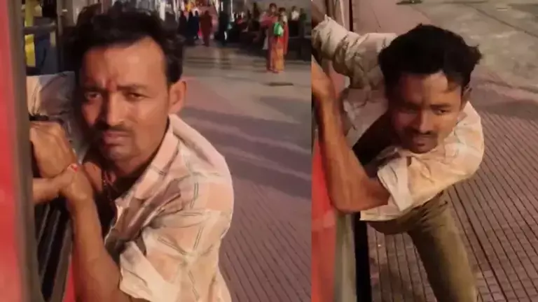 ഫോൺ കവർന്ന മോഷ്ടാവിനെ ഓടുന്ന ട്രെയിനിൽ തൂക്കി നിർത്തി യാത്രക്കാർ; വീഡിയോ