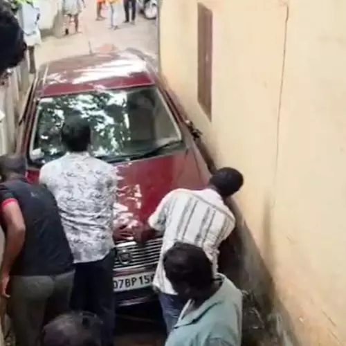 car stuck in bike way