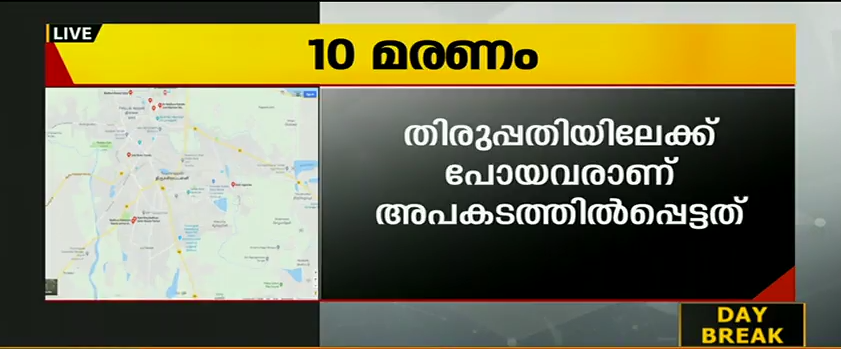 തിരുപ്പതിയിലേക്ക് പോയ സംഘം വാഹനാപകടത്തില്‍പെട്ടു; കുട്ടികളടക്കം 10 മരണം