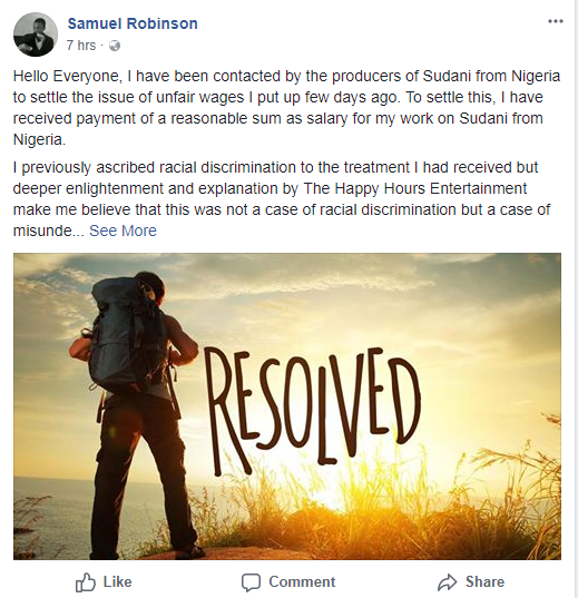 പ്രശ്നങ്ങള്‍ പരിഹരിച്ചെന്ന് സുഡാനി ഫ്രം നൈജീരിയയിലെ താരം