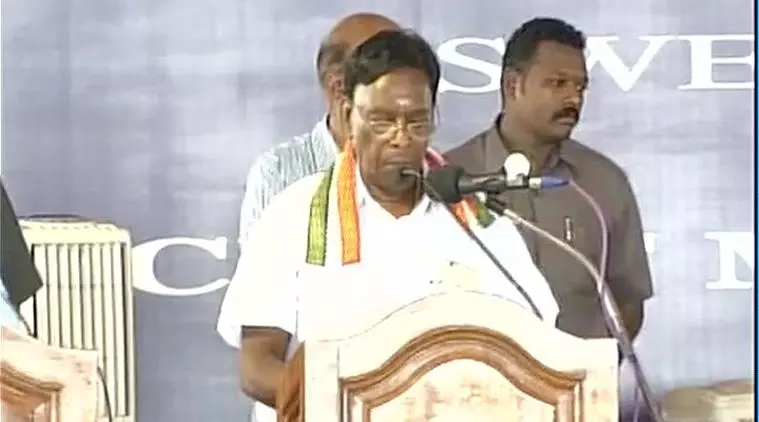 പുതുച്ചേരി മുഖ്യമന്ത്രിയായി നാരായണസ്വാമി സത്യപ്രതിജ്ഞ ചെയ്തു അധികാരമേറ്റു