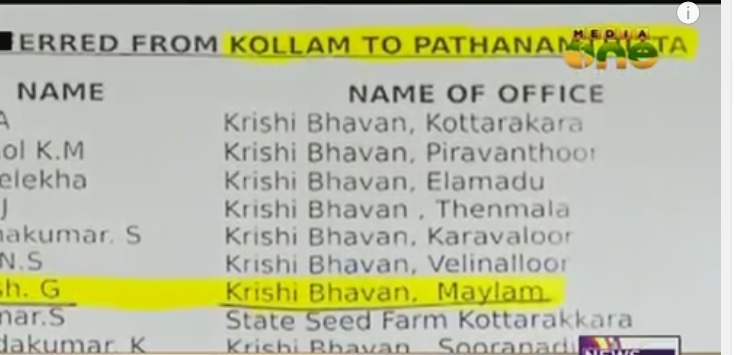 കൃഷി വകുപ്പിന്റെ സ്ഥലമാറ്റ ഉത്തരവില്‍ വ്യാപക തെറ്റുകള്‍