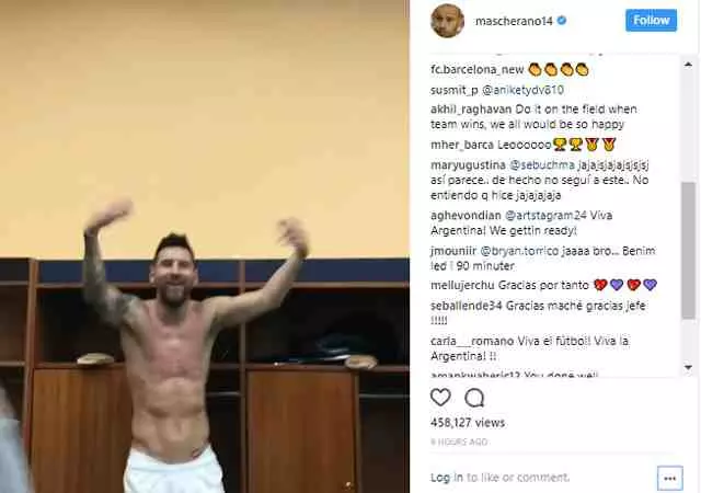 വൈറലായി മെസിയുടെ ആഹ്ലാദ നൃത്തം വൈറലായി മെസിയുടെ ആഹ്ലാദ നൃത്തം