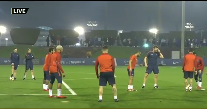 ആസ്പയര്‍ മൈതാനത്ത് പി എസ് ജി ഫുട്‌ബോള്‍ താരങ്ങള്‍ പരിശീലനത്തില്‍