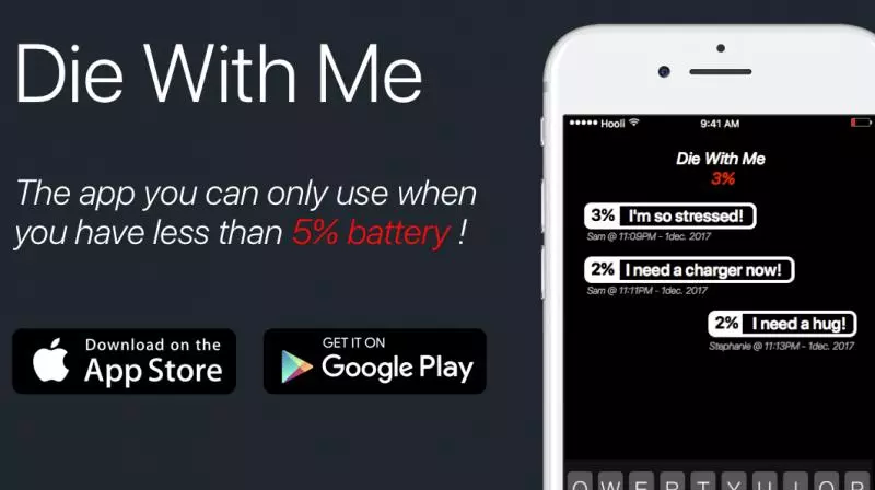 ബാറ്ററി ചാര്ജ് തീരുന്ന നേരത്ത് ചാറ്റ് ചെയ്യാന് ഡൈ വിത് മി ബാറ്ററി ചാര്ജ് തീരുന്ന നേരത്ത് ചാറ്റ് ചെയ്യാന് ഡൈ വിത് മി