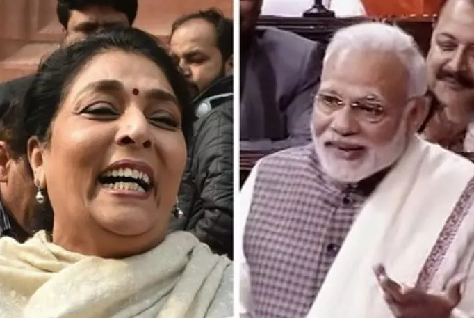 രേണുകയുടെ ചിരിയെ പരിഹസിച്ച് മോദി; ഇതില്‍ കൂടുതല്‍ മോദിയില്‍ നിന്ന് എന്ത് പ്രതീക്ഷിക്കാനെന്ന് മറുപടി