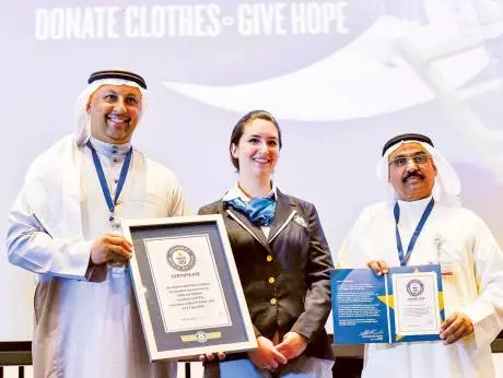 ഏറ്റവും കൂടുതല് വസ്ത്രങ്ങള് ശേഖരിച്ച് വിതരണം ചെയ്തതിനുള്ള ഗിന്നസ് റെക്കോഡ് ദുബൈക്ക് ഏറ്റവും കൂടുതല് വസ്ത്രങ്ങള് ശേഖരിച്ച് വിതരണം ചെയ്തതിനുള്ള ഗിന്നസ് റെക്കോഡ് ദുബൈക്ക്