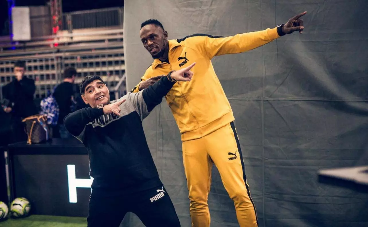 മറഡോണയും ബോള്‍ട്ടും നേര്‍ക്കുനേര്‍