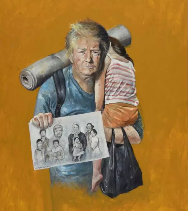 ലോകനേതാക്കളെ അഭയാർഥികളായി ചിത്രീകരിച്ച് സിറിയൻ കലാകാരൻ ലോകനേതാക്കളെ അഭയാർഥികളായി ചിത്രീകരിച്ച് സിറിയൻ കലാകാരൻ