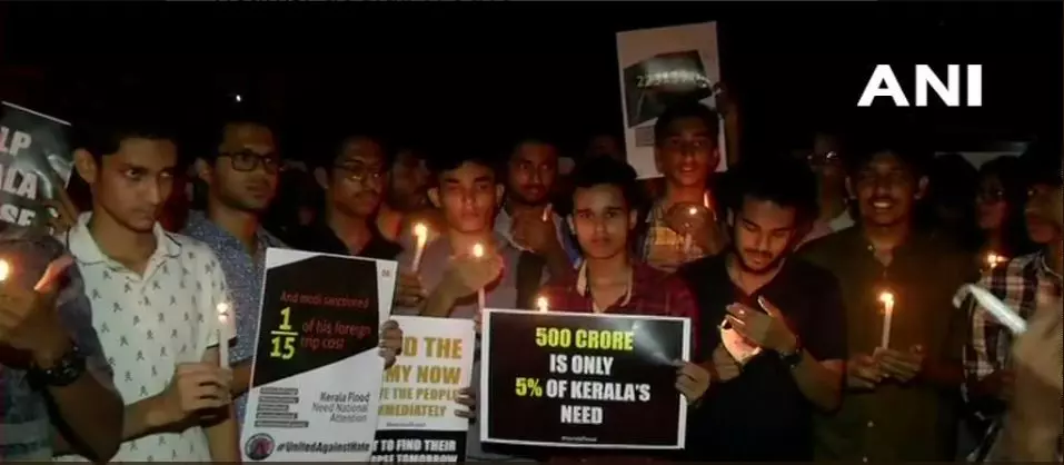 പ്രളയത്തിൽ മരിച്ചവർക്ക് ആദരാജ്ഞലിയർപ്പിച്ച് ഡൽഹി മലയാളി വിദ്യാർത്ഥികൾ