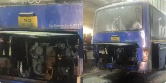 ചെന്നൈ വിമാനത്താവളത്തില് ഇന്ഡിഗോ എയര്ലൈന്സിന്റെ ബസിന് തീപിടിച്ചു ചെന്നൈ വിമാനത്താവളത്തില് ഇന്ഡിഗോ എയര്ലൈന്സിന്റെ ബസിന് തീപിടിച്ചു