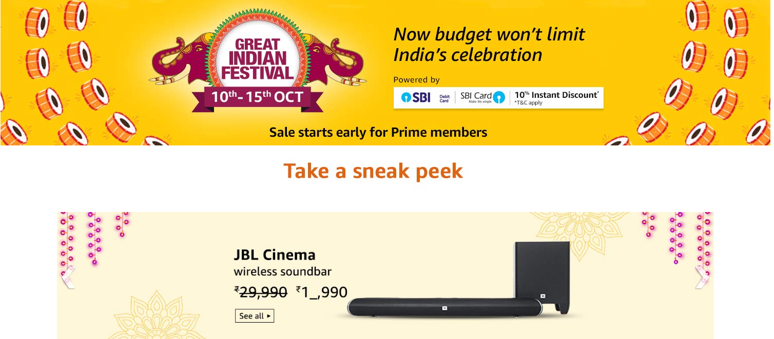 ഗ്രേറ്റ് ഇന്ത്യന്‍ ഫെസ്റ്റിവലുമായി ആമസോണ്‍ 