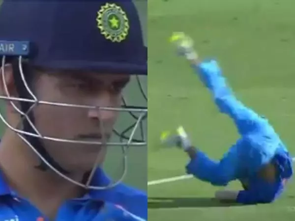 തലകുത്തി മറിഞ്ഞ ക്യാച്ച് പാഴാക്കുന്ന ചാഹലിനെ കണ്ട് അന്തിച്ചുനിന്ന ധോണി