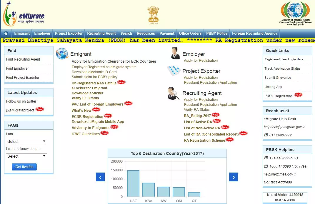 ഗള്ഫിലേക്കുള്പ്പടെ 18 രാജ്യങ്ങളിലേക്ക് തൊഴില് വിസയില് പോകുന്നവര്ക്ക് ഓണ്ലൈന് രജിസ്ട്രേഷന് നിര്ബന്ധം ഗള്ഫിലേക്കുള്പ്പടെ 18 രാജ്യങ്ങളിലേക്ക് തൊഴില് വിസയില് പോകുന്നവര്ക്ക് ഓണ്ലൈന് രജിസ്ട്രേഷന് നിര്ബന്ധം