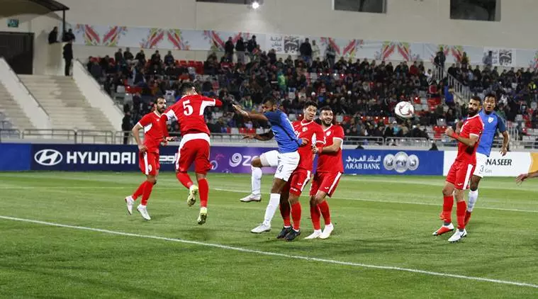 ഗോളി നീട്ടിയടിച്ച പന്ത് ഇന്ത്യൻ വലയിൽ; ജോർദാനോട് തോറ്റു ഗോളി നീട്ടിയടിച്ച പന്ത് ഇന്ത്യൻ വലയിൽ; ജോർദാനോട് തോറ്റു