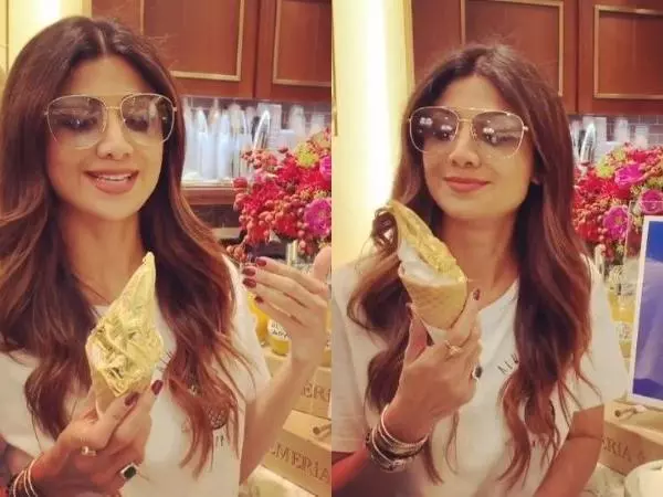 സ്വര്‍ണം പൂശിയ ഐസ്ക്രീമുമായി ശില്‍പ ഷെട്ടി