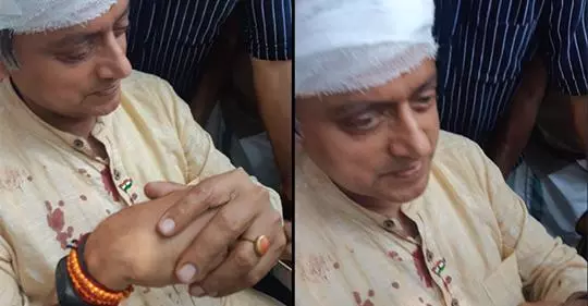 തുലാഭാര നേര്ച്ചക്കിടെ ത്രാസ് പൊട്ടി വീണ് ശശി തരൂരിന് പരിക്ക് തുലാഭാര നേര്ച്ചക്കിടെ ത്രാസ് പൊട്ടി വീണ് ശശി തരൂരിന് പരിക്ക്