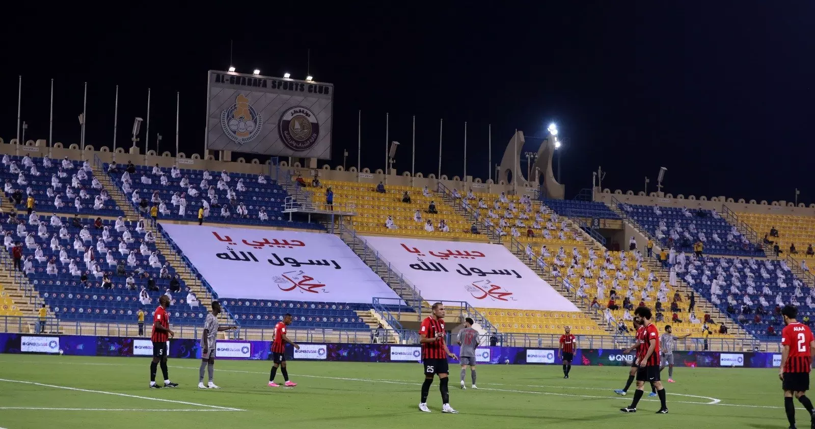 മതപരമായ അവഹേളനങ്ങള് അംഗീകരിക്കാനാകില്ലെന്ന് ഖത്തര്, ഫുട്ബോള് ഗാലറിയില് പ്രവാചക പ്രകീര്ത്തന ബാനറുകള് മതപരമായ അവഹേളനങ്ങള് അംഗീകരിക്കാനാകില്ലെന്ന് ഖത്തര്, ഫുട്ബോള് ഗാലറിയില് പ്രവാചക പ്രകീര്ത്തന ബാനറുകള്