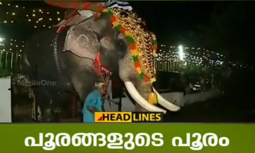 പൂരാവേശം കൊട്ടിക്കയറി; വര്‍ണ വിസ്മയമായി കുടമാറ്റം