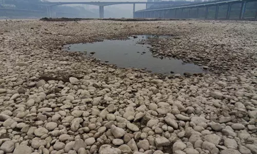 വെള്ളം തേടി, വറ്റിവരണ്ട പുഴ കുഴിച്ച് നാട്ടുകാര്‍