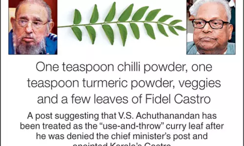 വി എസിനെ മുഖ്യമന്ത്രി സ്ഥാനത്തുനിന്ന് തഴഞ്ഞതില്‍ പരിഹാസവുമായി  ടെലിഗ്രാഫ് ദിനപത്രം