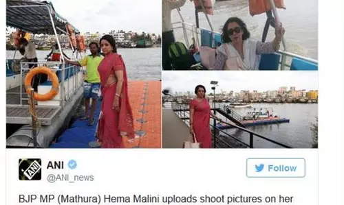 മഥുര കത്തുന്നതിനിടെ ഹേമമാലിനിയുടെ സിനിമാ ട്വീറ്റ്; വിവാദമായതോടെ പിന്‍വലിച്ചു