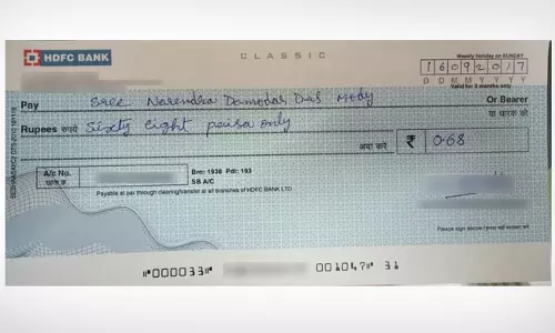 മോദിക്ക് സമ്മാനമായി 68 പൈസ ചെക്കുകള്‍ അയച്ച് കര്‍ഷകര്‍