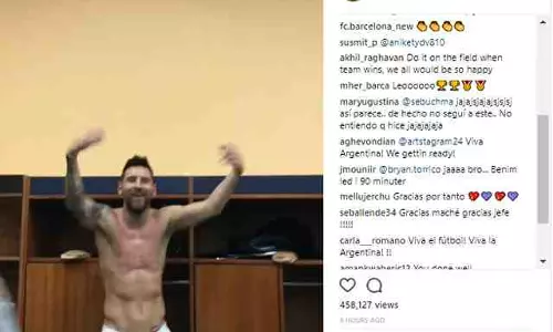 വൈറലായി മെസിയുടെ ആഹ്ലാദ നൃത്തം