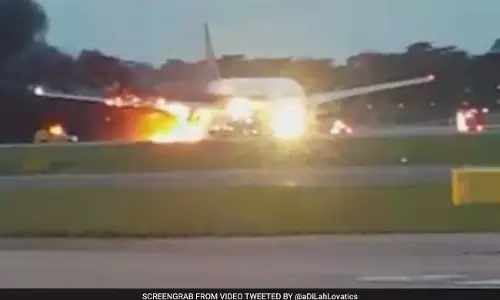 വിമാനത്തിന് തീ പിടിക്കുന്ന ദൃശ്യങ്ങളുമായി യാത്രക്കാരന്‍റെ വീഡിയോ