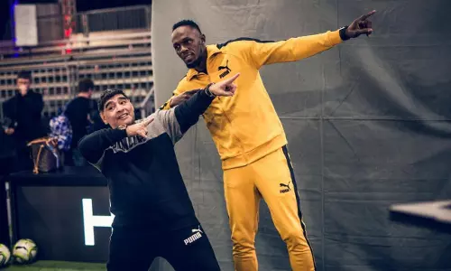 മറഡോണയും ബോള്‍ട്ടും നേര്‍ക്കുനേര്‍