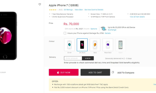 ഐഫോണ്‍ 7 ന് 7000 രൂപ വിലക്കുറവുമായി ഓണ്‍ലൈന്‍ വില്‍പ്പന