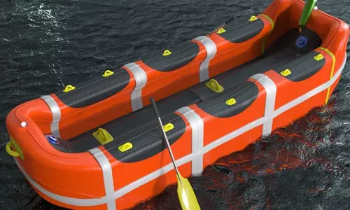 ലൈഫ് റാഫ്റ്റ് ബോട്ടുകൾ  കായലിൽ ഇറക്കി
