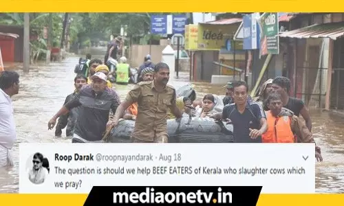 പ്രളയക്കെടുതിയിലും വിദ്വേഷം: ‘ബീഫ് തിന്നുന്നവർക്ക് സഹായം നൽകരുത് ‘, ട്വിറ്ററിൽ കേരളത്തിനെതിരെ ക്യാമ്പയിൻ 