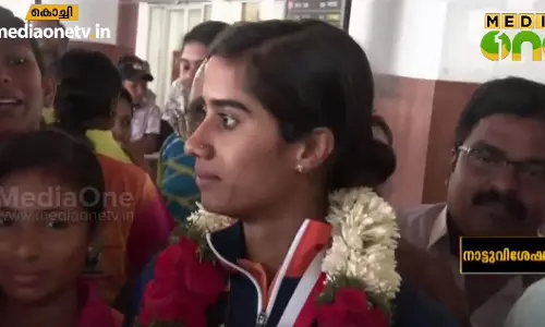 ഏഷ്യന്‍ ഗെയിംസില്‍ സ്വര്‍ണ്ണം നേടിയ വിസ്മയക്ക് ഉജ്ജ്വല സ്വീകരണം