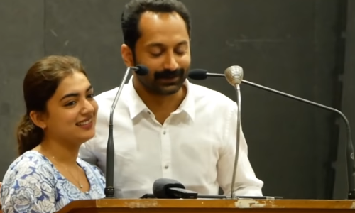 നസ്രിയയെ ചേര്‍ത്തുനിര്‍ത്തി ഫഹദിന്റെ പ്രസംഗം; കയ്യടിയുമായി കാണികള്‍