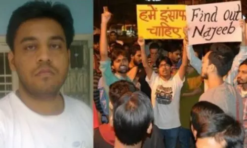 നജീബിന്റെ തിരോധാനത്തില്‍ നീതി തേടി ഡല്‍ഹിയില്‍ പ്രതിഷേധ മാര്‍ച്ച്