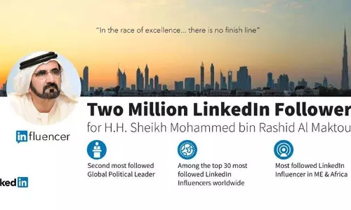 ലിങ്ക്ഡ്ഇനിൽ  ദുബൈ ഭരണാധികാരി ശൈഖ് മുഹമ്മദ് ബിൻ റാശിദ് ആൽ മക്തൂമിന് ഫോളോവേഴ്സ് 20 ലക്ഷം