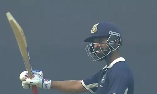 97ല്‍ സെഞ്ച്വറി ആഘോഷിച്ച് രഹാനെ; മൂന്ന് റണ്‍സ് കൂടിയുണ്ടെന്നോര്‍മിപ്പിച്ച് റെയ്‌ന 