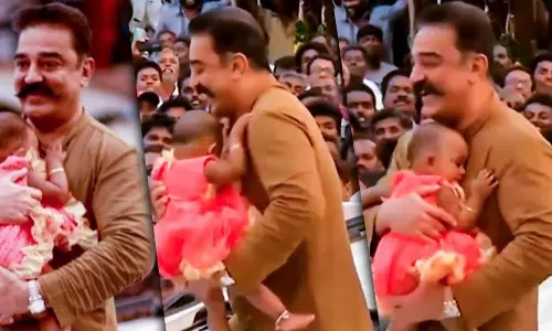 കമല്‍ഹാസനെ വിടാതെ പിടികൂടി കുഞ്ഞ് ആരാധിക; വീഡിയോ കാണാം