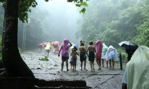 മഴ നനഞ്ഞ് സന്നിധാനം