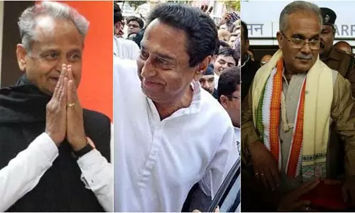 രാജസ്ഥാന്‍, മധ്യപ്രദേശ്, ഛത്തിസ്ഗഢ് സംസ്ഥാനങ്ങളിലെ കോണ്‍ഗ്രസ് സര്‍ക്കാരുകളുടെ സത്യപ്രതിജ്ഞ ഇന്ന്