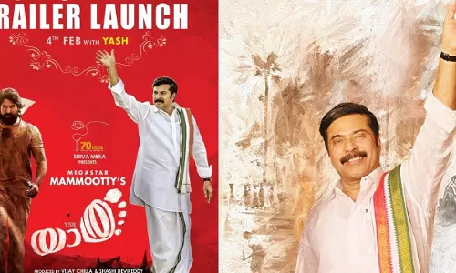 മമ്മുട്ടിയുടെ ‘യാത്ര’ ട്രെയിലര് ലോഞ്ച് നാളെ കൊച്ചിയില്; മുഖ്യാതിഥി കന്നട താരം യാഷ് മമ്മുട്ടിയുടെ ‘യാത്ര’ ട്രെയിലര് ലോഞ്ച് നാളെ കൊച്ചിയില്; മുഖ്യാതിഥി കന്നട താരം യാഷ്