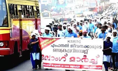 കെ.എസ്.ആര്‍.ടി.സി എം.പാനല്‍ ജീവനക്കാരുടെ ലോങ് മാര്‍ച്ചിന് സമാപനം