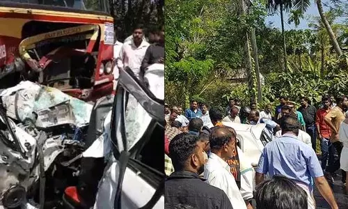 കൊല്ലത്ത് കെ.എസ്.ആര്‍.ടി.സിയും കാറും കൂട്ടിയിടിച്ച് ആറു മരണം 