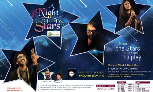 ഗള്‍ഫ് മാധ്യമം  പ്രവാസികള്‍ക്കായൊരുക്കുന്ന എ നൈറ്റ് ഫുള്‍ ഓഫ് സ്റ്റാഴ്സ് ഇന്ന് ദോഹയില്‍