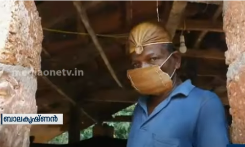 കോവിഡ് കാലത്ത് പാള കൊണ്ടുള്ള മാസ്കുമായി ബാലകൃഷ്ണന്‍